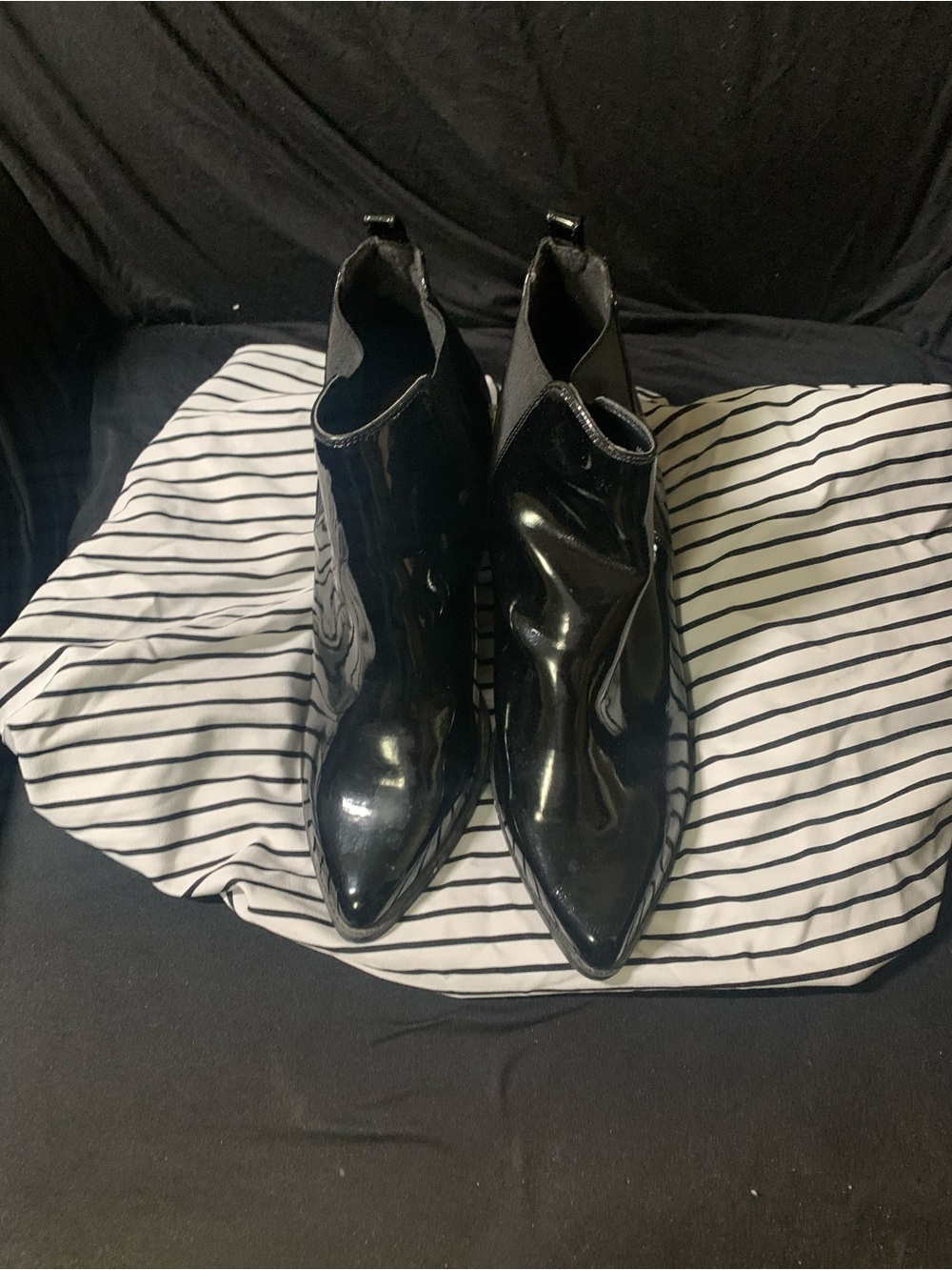 K Studio Black Patent Leather Chukka Boots